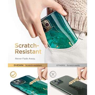 GVIEWIN Marble Slim Case for iPhone 11 Pro Max - Green/Gold