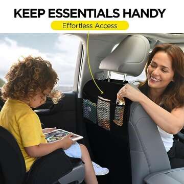 lebogner Back Seat Cover For Kids + 3 Pocket Storage Organizer, 2 Pack X-Large Waterproof Kick Mats ...