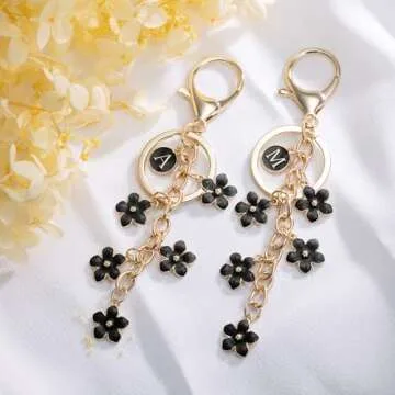 XGALBLA Black Cute Initial Letter J Keychain for Women