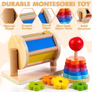 JUSTWOOD Spinning Drum Montessori Toy for Babies 6M+