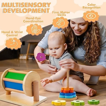 JUSTWOOD Spinning Drum Montessori Toy for Babies 6M+