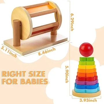 JUSTWOOD Spinning Drum Montessori Toy for Babies 6M+