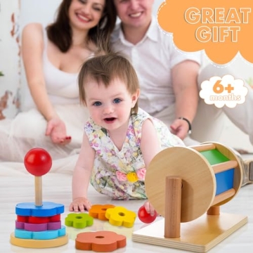 JUSTWOOD Spinning Drum Montessori Toy for Babies 6M+