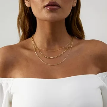 Stylish VIROMY Dainty Gold Layering Necklace Set