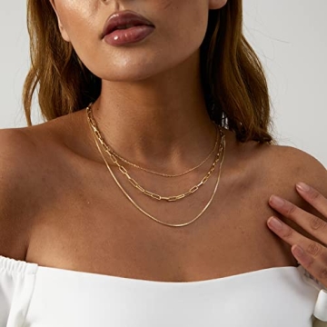 Stylish VIROMY Dainty Gold Layering Necklace Set