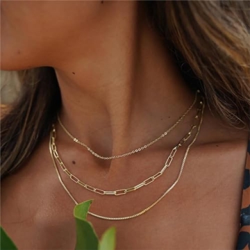 Stylish VIROMY Dainty Gold Layering Necklace Set