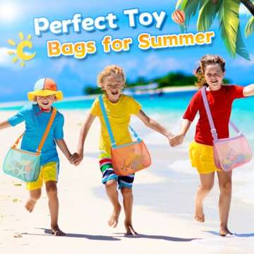 Toidgy Shell Collecting Bags for Kids, Shell Bags Large Mesh Beach Bag Kids, Seashell Bags Beach Toy...