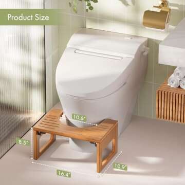 AmazerBath Bamboo Toilet Stool - Foldable, No Assembly Needed
