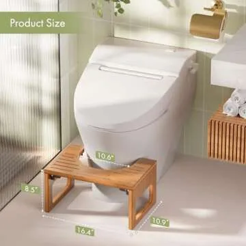 AmazerBath Bamboo Toilet Stool - Foldable, No Assembly Needed