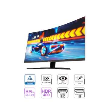 GIGABYTE G32QC A (32" 165Hz 1440P Curved Gaming Monitor, 2560 x 1440 VA 1500R , 1ms (MPRT) Response ...