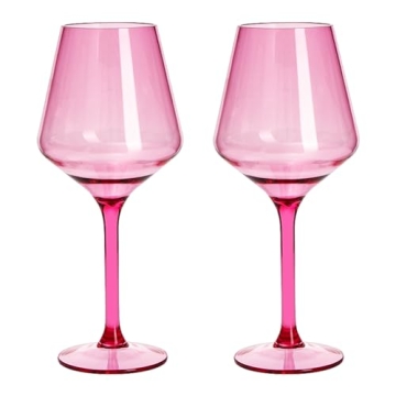 Acrylic Colored Wine Glasses Set of 2 - Shatterproof Drinkware