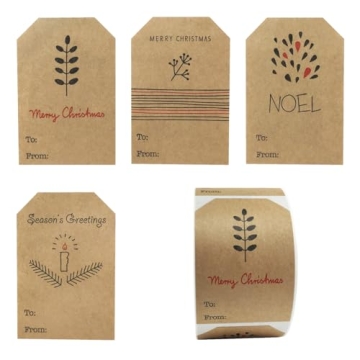 Boho Christmas Gift Tag Stickers – Adhesive & Eco-Friendly