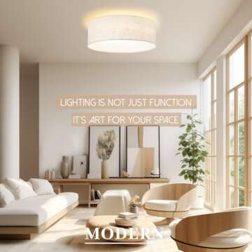 Hamilyeah LED Ceiling Light Flush Mount 24W, 12inch Kitchen Lighting Fixture Ceiling Mount with Fabric Shade, Dimmable Ceiling Lighting Fixture 5CCT for Bedroom, Bathroom, Living Room, Kitchen