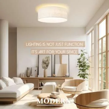 Hamilyeah LED Ceiling Light Flush Mount 24W, 12inch Kitchen Lighting Fixture Ceiling Mount with Fabric Shade, Dimmable Ceiling Lighting Fixture 5CCT for Bedroom, Bathroom, Living Room, Kitchen