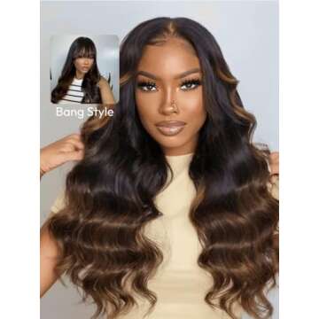 UNICE Bye Bye Knots 7x5 Pre Cut Lace Glueless Wig Chestnut Brown Ombre Loose Wave Wig Pre Bleached I...