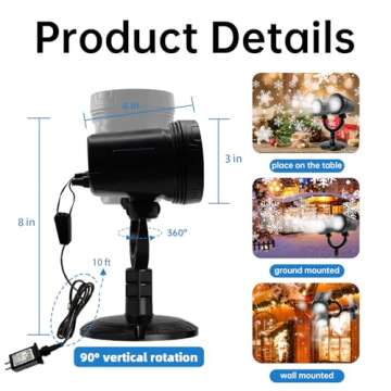 FLRYBRG 2024 New Gen Christmas Projector Lights Outdoor, Snowflake Projector Lights with Double Head, LED Snowfall Show Projector, Waterproof Landscape Decor for Halloween Christmas Party Holiday