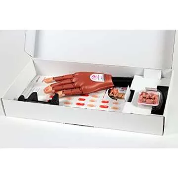 Essential Nails Nail Trainer® Practice Hand INCLUDES 6 Hour On-Line Competition Level Nail Art Tuition By A Champion Nail Artist, Nail Extensions, Nail Art Manicure Training Hand &100 Practice Nails