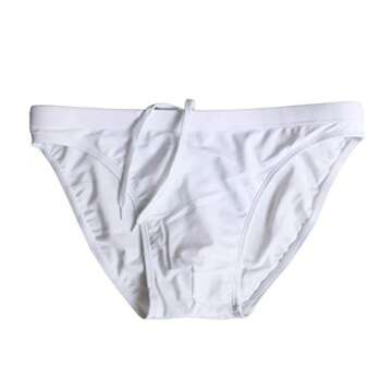 EASEJUICY Men's Swimwear Sexy Bikini Solid Siwmming Briefs (9001White, L)