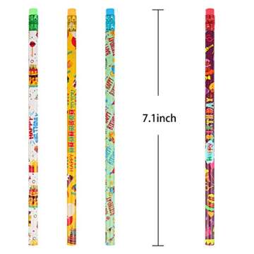 Kolewo4ever 200 pieces Happy Birthday Pencils Colorful Printed Birthday Pencils With Top Erasers Perfect For Teachers Classrooms Reward Birthday Party Kids Gifts Supplie (200)
