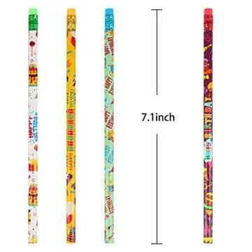 Kolewo4ever 200 pieces Happy Birthday Pencils Colorful Printed Birthday Pencils With Top Erasers Perfect For Teachers Classrooms Reward Birthday Party Kids Gifts Supplie (200)