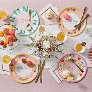 Coterie All You Need Is Love Paper Plates (Set of 10 Large Plates) - Heart Plates/Floral Party Plates For Valentine's Decorations | 9.25” Fancy Paper Plates | 2 of Each Valentines Plates Design