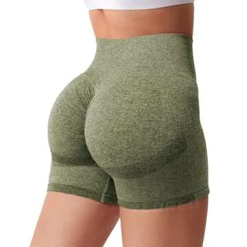 YEOREO Women High Waist Workout Cycling Shorts in Khaki