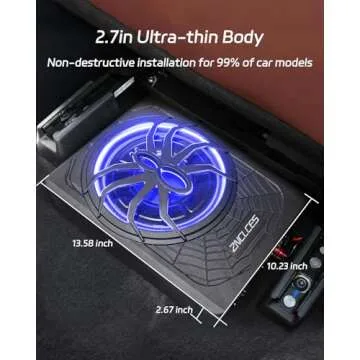 10" 1200W Slim Under Seat Powered Car Subwoofer