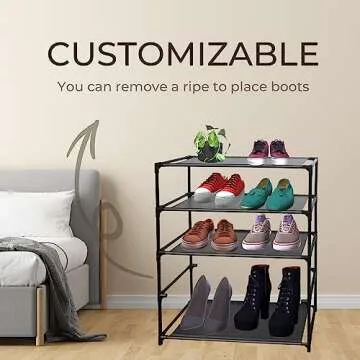 LFGUD 10 Tiers Shoe Rack, Simple Houseware 10-Tier Shoe Rack Storage Organizer 30-Pair, Easy Assembled Shoe Tower Stand, Sturdy Shoe Stand, Non-Woven Fabric Shoe Shelf Organizer Closet for Home, Black