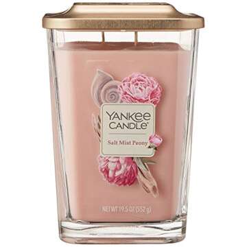 Yankee Candle Elevation Collection with Platform Lid Salt Mist Peony Scented, Large 2-Wick Candle, with up to 80 Hour Burn Time, 19 Ounce
