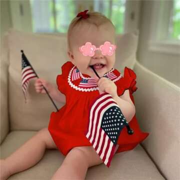 GLIGLITTR Baby Girls 4th of July Romper American Flag
