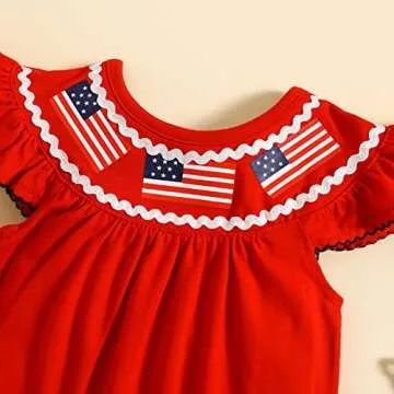 GLIGLITTR Baby Girls 4th of July Romper American Flag