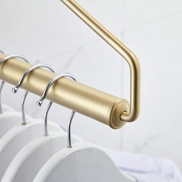 Hiendure Folding Clothes Hanger Gold Brushed Drying Clothes Rack Wall-Mounted Space Saver for Laundry Room Closet, Brass, 12 Inch