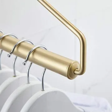 Hiendure Folding Clothes Hanger Gold Brushed Drying Clothes Rack Wall-Mounted Space Saver for Laundry Room Closet, Brass, 12 Inch