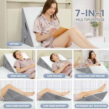 Wedge Pillow with Cooling Gel & Memory Foam - 7-in-1 Relief for Sleep