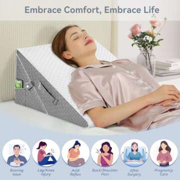 Adjustable Memory Foam Wedge Pillow for Sleep and Relief