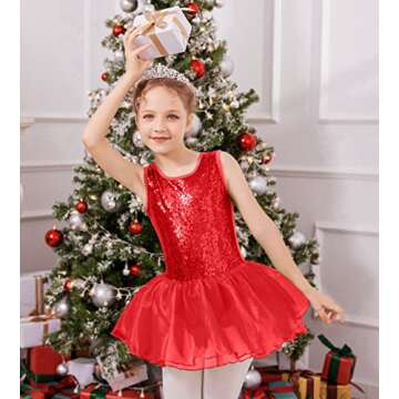 Arshiner Girls Dance Tutu Dress - Sparkly Sequin Ballet Leotards for Toddler Parties