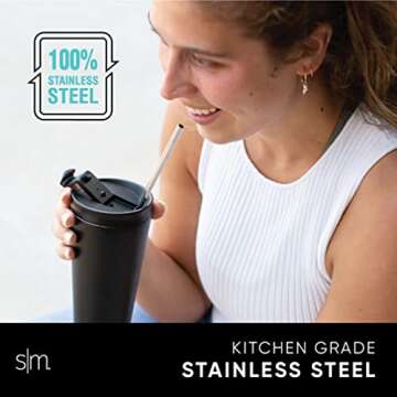 Simple Modern Stainless Steel Reusable Straws | Toxin Free and Waste Reducing Straw for Tumblers and Travel Mugs | Classic Collection | 4 Count (Pack of 1) | Stainless Steel