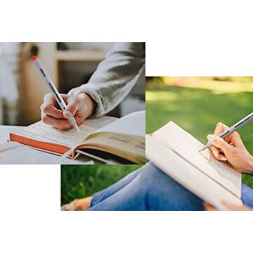 Grinbee Porous point Fineliner pens,felt pen, greeting cards and notebooks pens, No odor markers, 0.4mm Fine tip markers, Grey PP pen body, set of 12 colors