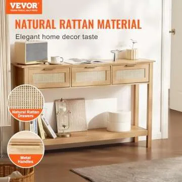 VEVOR Rattan Console Table with Ample Storage