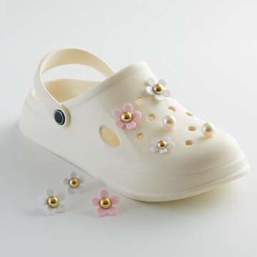 Flower Shoe Charms for Girls, Cute Flower Shoe Charms Daisy Shoe Charms Shoe Decoration Charms for Women, Teens and Kids