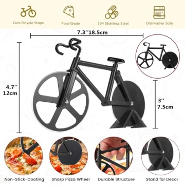 Bicycle Pizza Cutter Wheel Fun Gift for Cyclists and Pizza Lovers