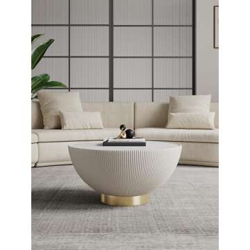 Manhattan Comfort Anderson Modern 28.15" Round Coffee Table 2.0 - Ceramic Marble Tabletop, Elegant P...