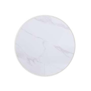 Manhattan Comfort Anderson Modern 28.15" Round Coffee Table 2.0 - Ceramic Marble Tabletop, Elegant Pleated Leatherette Details & Gold Base, Fully Assembled Accent Furniture, Set of 1, Cream