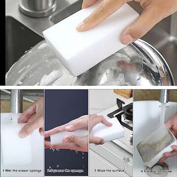 2X Density Magic Sponge Eraser,Multi-Functional Household Cleaning Kitchen Dish Sponge for Furniture,Extra Thick and Long Lasting Melamine Cleaning Sponges for Bathroom,Floor, Wall Cleaner (10)