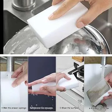 2X Density Magic Sponge Eraser,Multi-Functional Household Cleaning Kitchen Dish Sponge for Furniture,Extra Thick and Long Lasting Melamine Cleaning Sponges for Bathroom,Floor, Wall Cleaner (10)