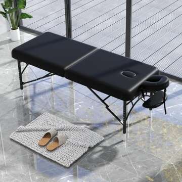 ABET Massage Table 28 Inch Wide, Spa Tattoo Bed, Memory Foam PU Leather Professional 2 Fold Portable...