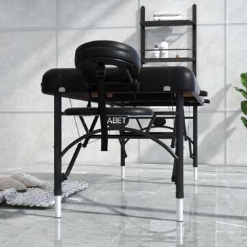 ABET Massage Table 28 Inch Wide, Spa Tattoo Bed, Memory Foam PU Leather Professional 2 Fold Portable Facial Esthetician Salon Bed with Carrying Bag & Lightweight Aluminium Leg, Hold Up to 1100LBS