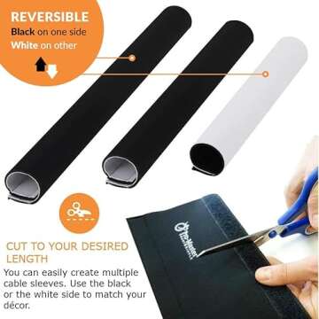 Premium 63'' Cable Management Sleeve, Best Cords Organizer for TV On Wall, Desk, Computer, Office, H...