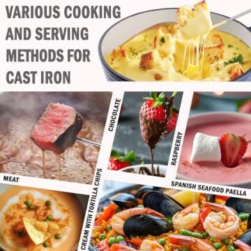 Artestia Swiss Traditional Cast Iron Cheese Fondue Pot Set, Campimg Fondue Set for Cheese, Meat & Chocolate (Blue)