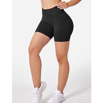 YEOREO Women Seamless High Waist Shorts Smile Contour Biker Shorts Gym Yoga Workout Black S